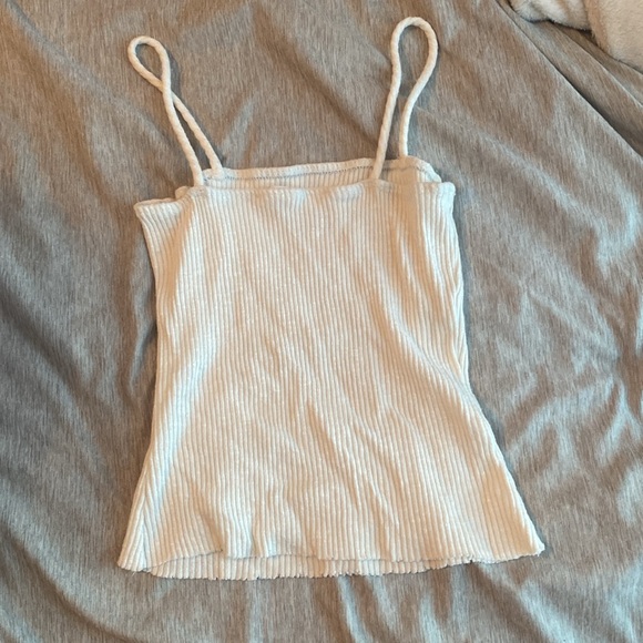 Cream Ribbed Women's Crop Top - Picture 3 of 3